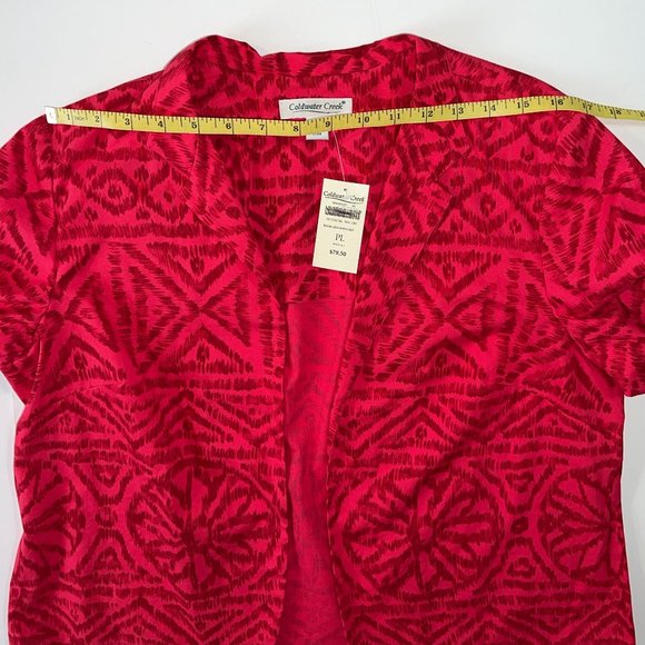 NWT Coldwater Creek Women's Sz L Petite Top Red With Grey Geometric Patterns - Picture 7 of 12